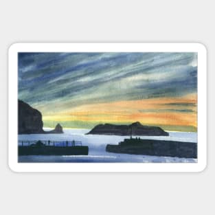 Sunset at Mullion Cove, Cornwall Sticker